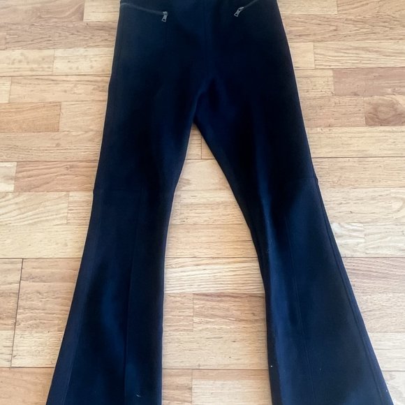 NWT BCBGMAXAZRIA BLACK FAUX SUEDE FLARED LEGGINGS PANTS XS $178 - Picture 7 of 9